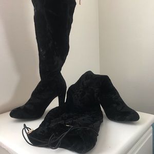Black thigh high boots - 11 wide calf - 4 in